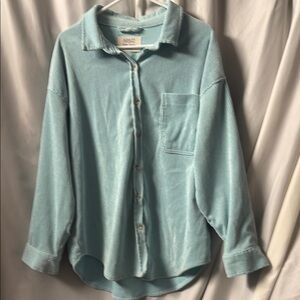 Light Blue Corduroy Button-Up Shirt